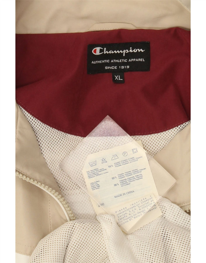 Champion Mens Bomber Jacket UK 42 XL Beige Colourblock Polyester