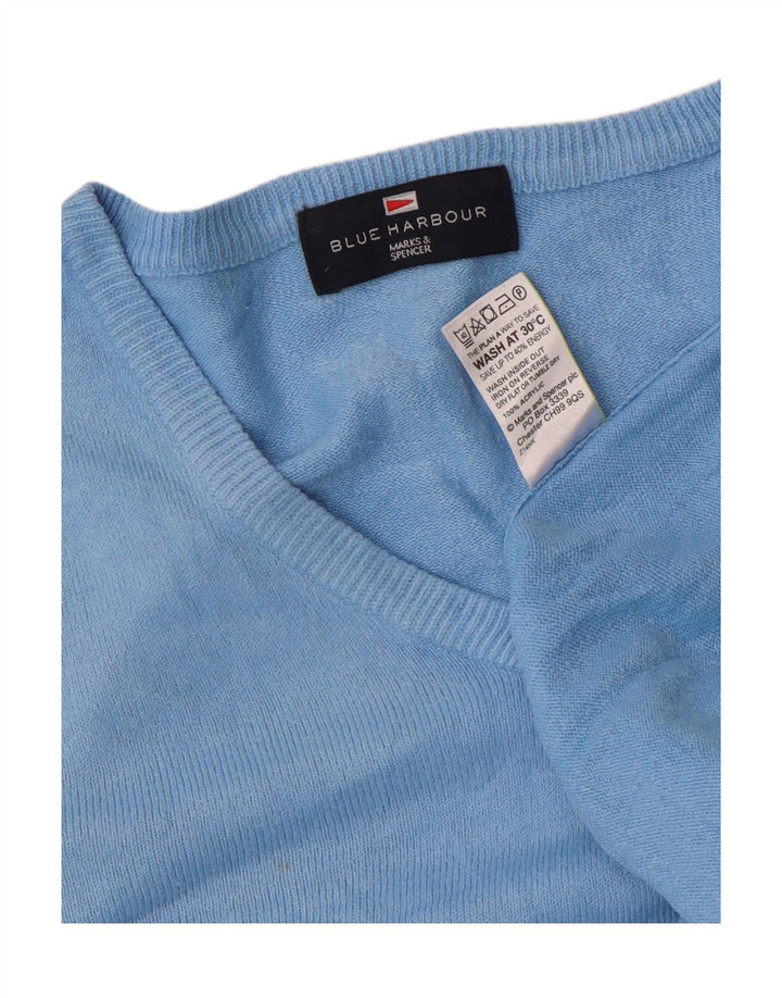 Marks & Spencer Mens Blue Harbour V-Neck Jumper Sweater Large Acrylic