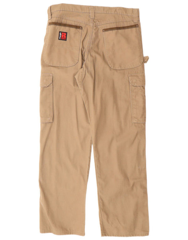 Wrangler Mens Worker Wear Straight Cargo Trousers W32 L30 Brown Cotton