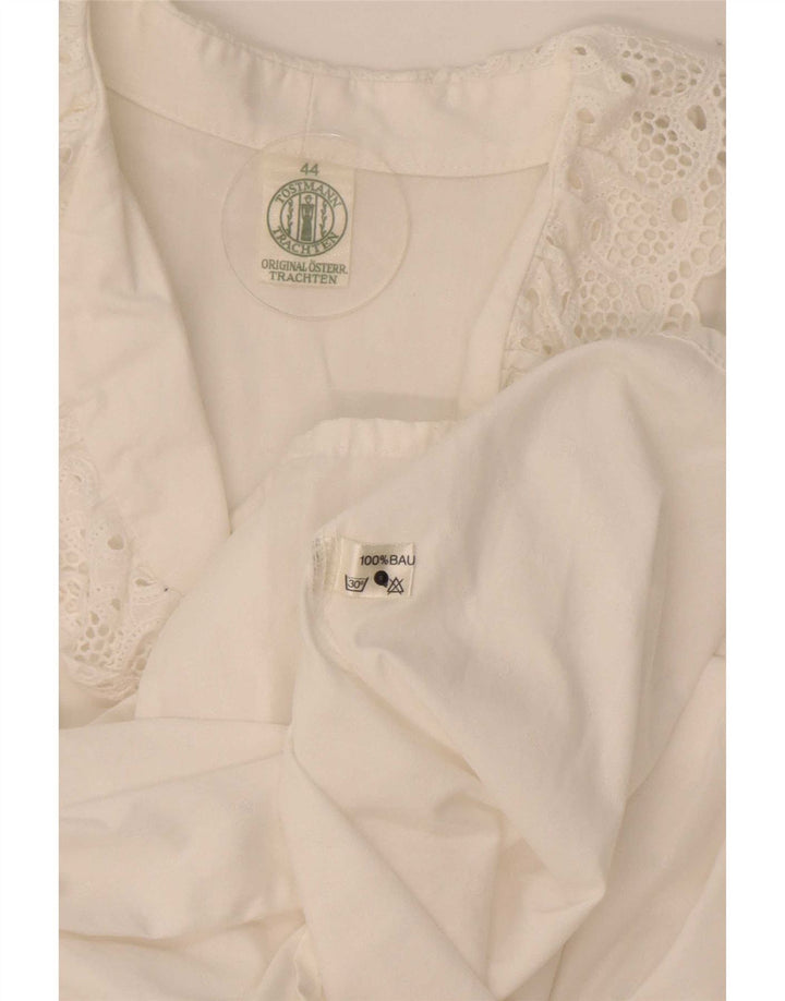 Tostmann Womens Ruffle Front Shirt Blouse EU 44 XL White Cotton