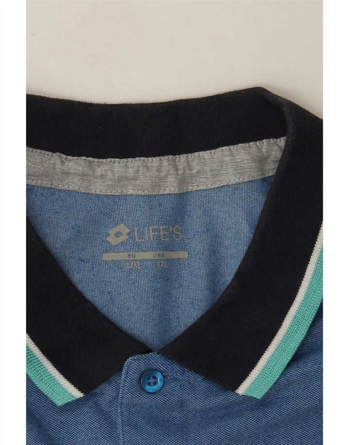 LOTTO Mens Polo Shirt 2XL Blue Colourblock