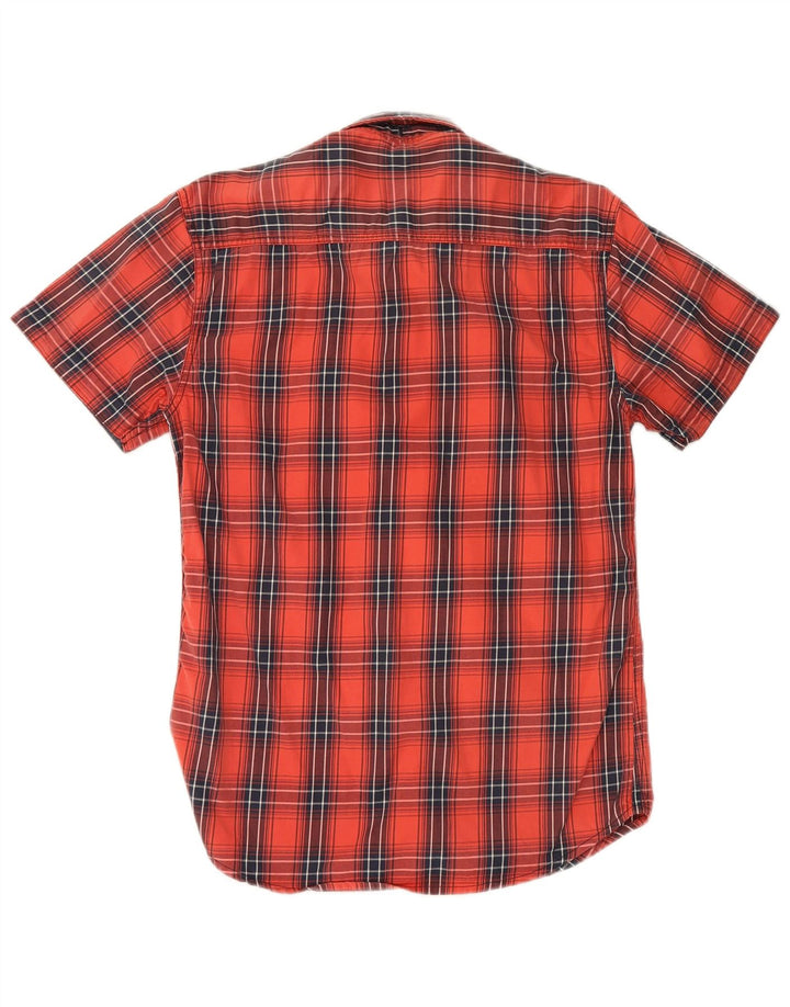 Jack & Jones Mens Short Sleeve Shirt Medium Red Check Cotton