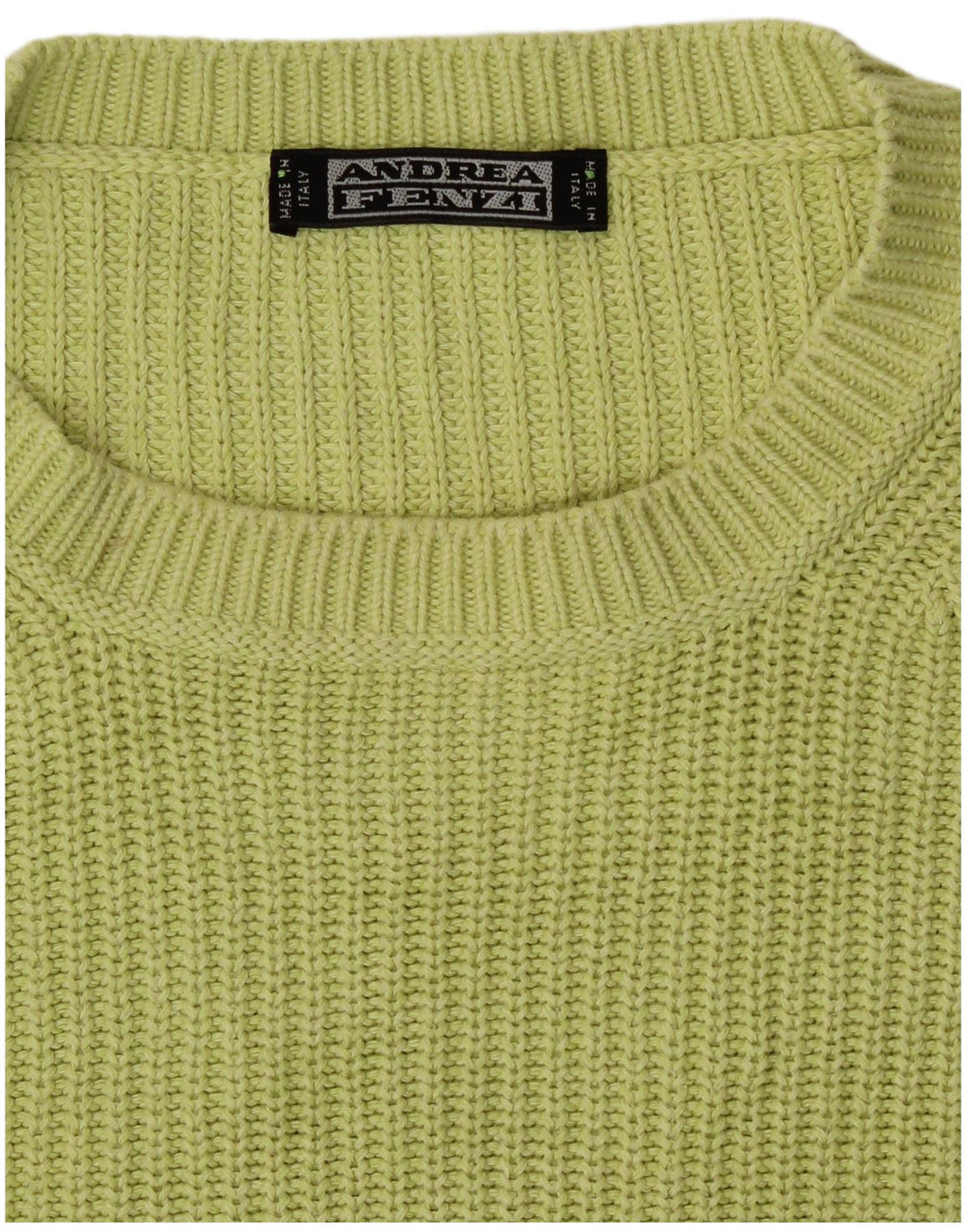 Andrea Fenzi Mens Crew Neck Jumper Sweater Medium Green