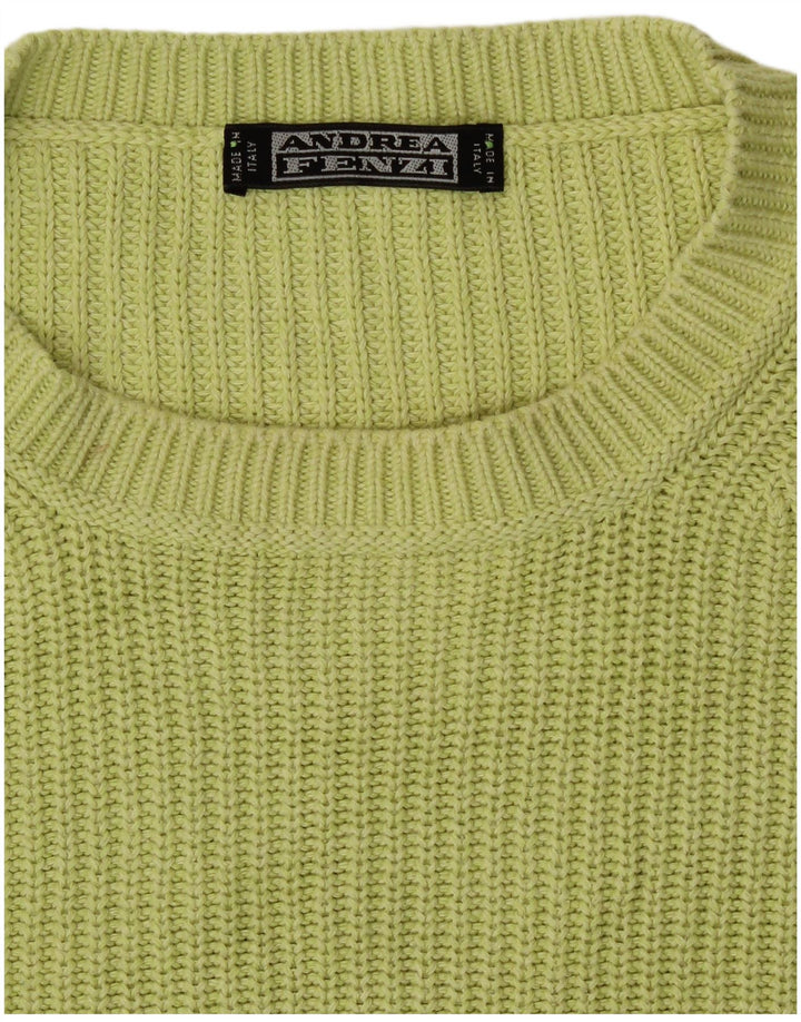 Andrea Fenzi Mens Crew Neck Jumper Sweater Medium Green