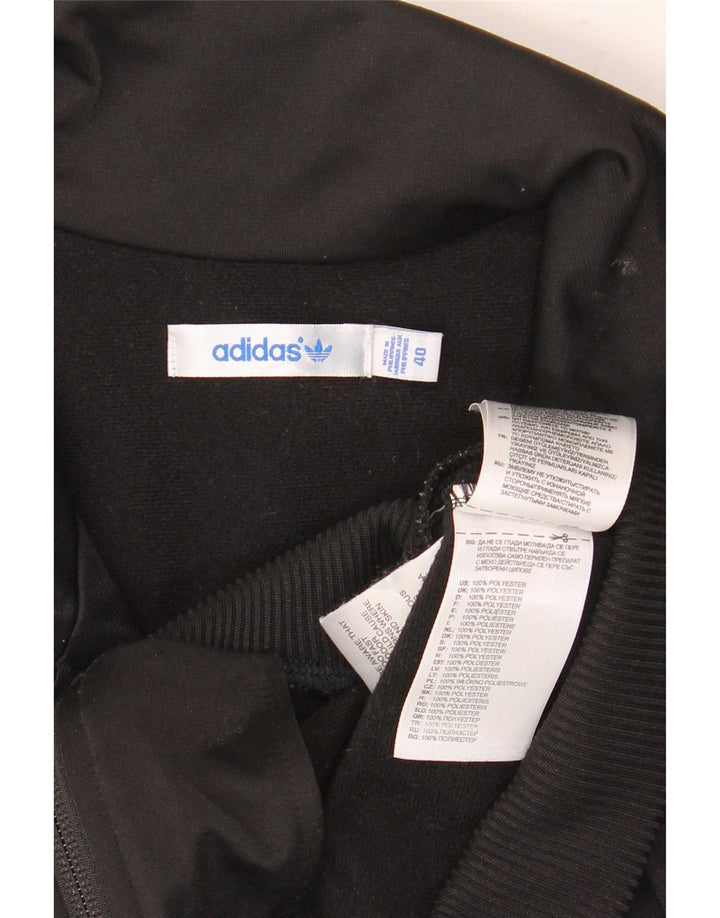 Adidas Womens Graphic Tracksuit Top Jacket EU 40 Medium Black Polyester
