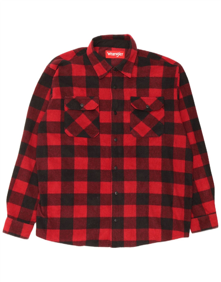 Wrangler Mens Flannel Shirt XL Red Check Polyester