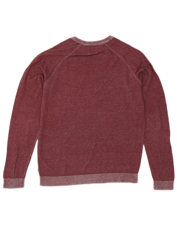 Jack & Jones Mens Crew Neck Jumper Sweater Medium Burgundy Flecked Cotton
