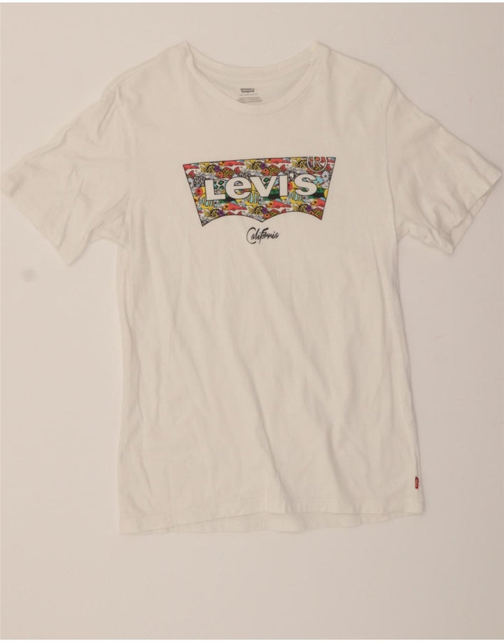 LEVI'S Mens Graphic T-Shirt Top Small White Cotton Vintage Levi's and Second-Hand Levi's from Messina Hembry 