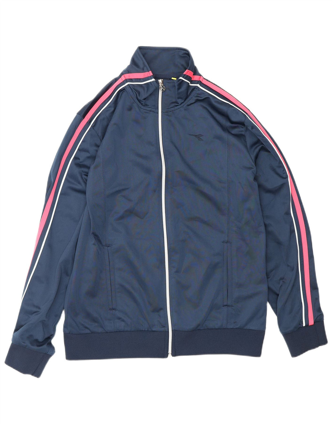 DIADORA Womens Tracksuit Top Jacket UK 16 Large Navy Blue Polyester