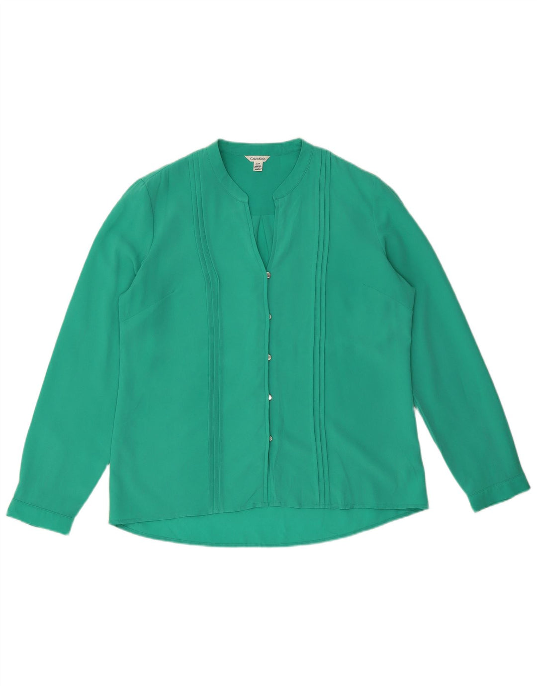 Calvin Klein Womens Shirt Blouse UK 16 Large Green Polyester