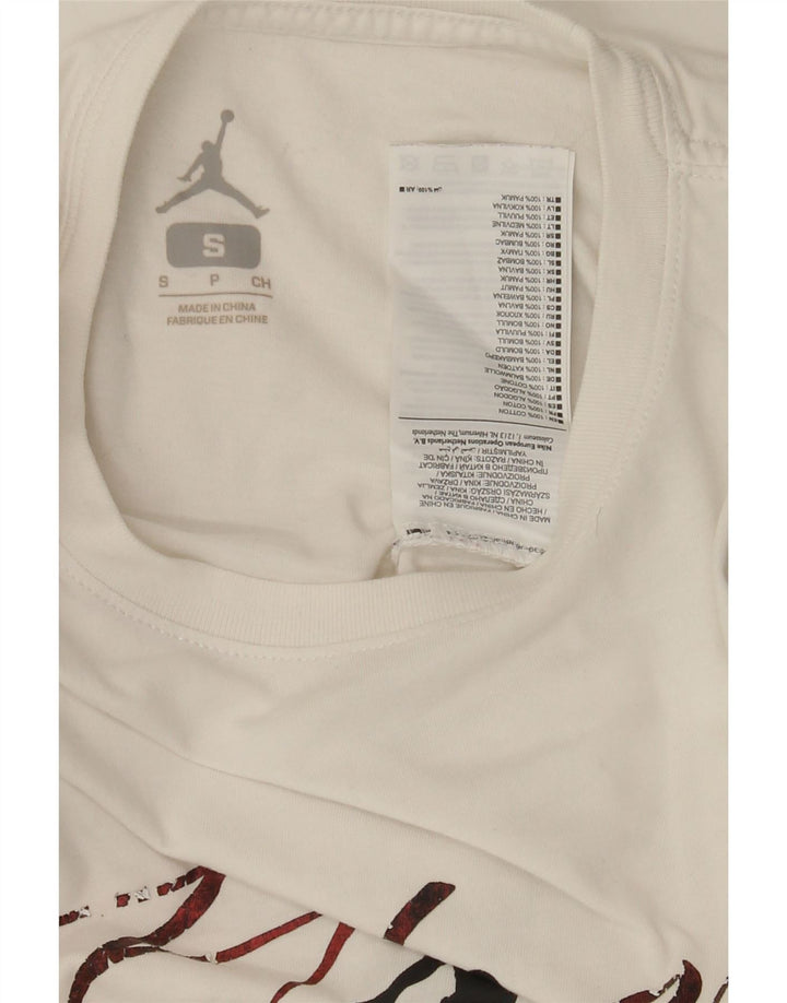 JORDAN Mens Graphic T-Shirt Top Small White Cotton Vintage Jordan and Second-Hand Jordan from Messina Hembry 