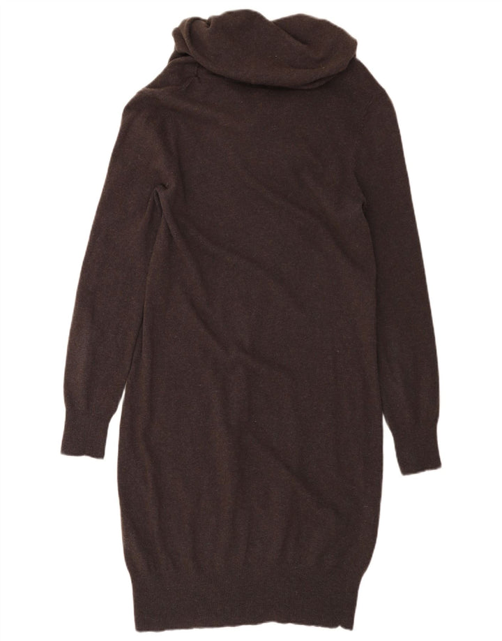 Jigsaw Womens Jumper Dress UK 12 Medium Brown Wool