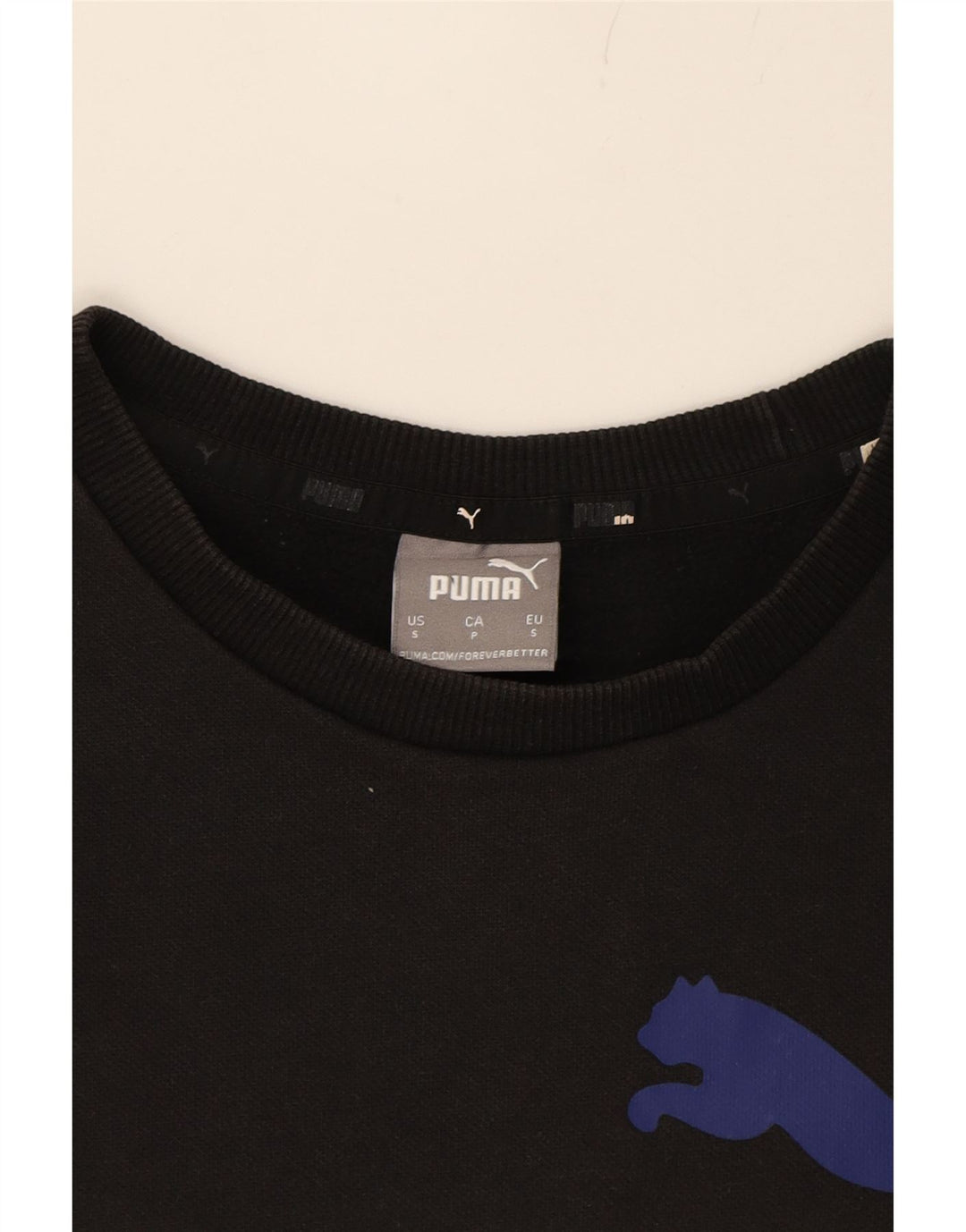 PUMA Mens Graphic Sweatshirt Jumper Small Black Vintage Puma and Second-Hand Puma from Messina Hembry 