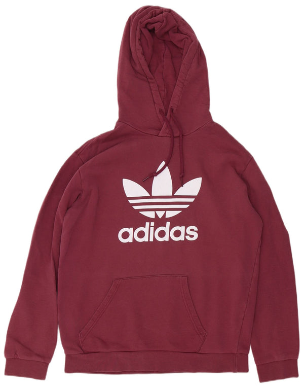 Adidas Mens Graphic Hoodie Jumper Medium Burgundy Cotton