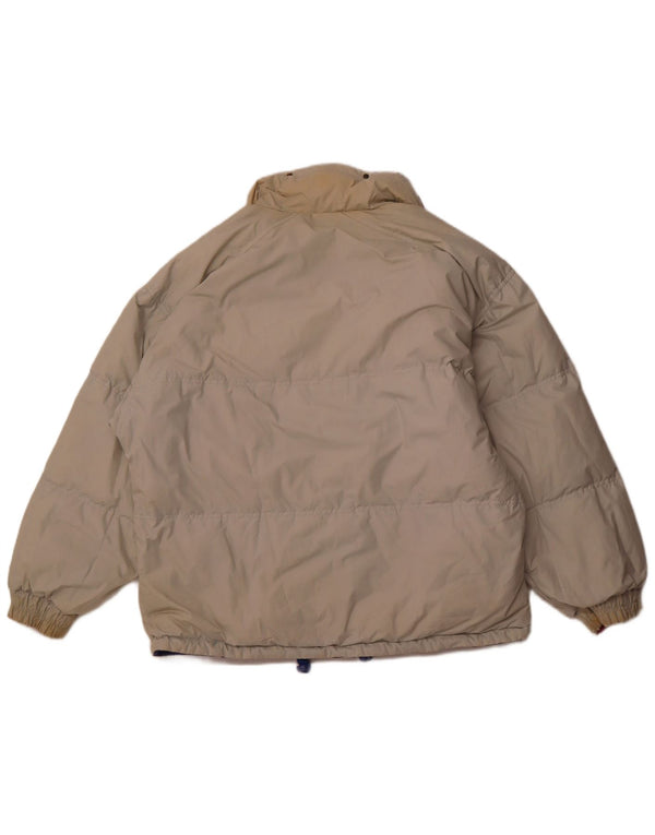 VINTAGE Womens Hooded Reversible Jacket Large Beige Colourblock Polyester