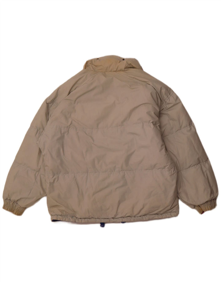 VINTAGE Womens Hooded Reversible Jacket Large Beige Colourblock Polyester