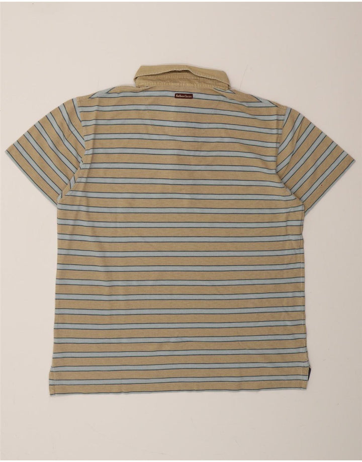 MARLBORO CLASSICS Mens Polo Shirt Large Beige Striped