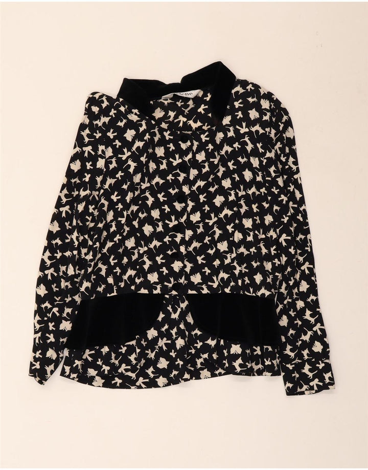 SELENE Womens Abstract Pattern Shirt Blouse UK 18 XL Black Butterfly
