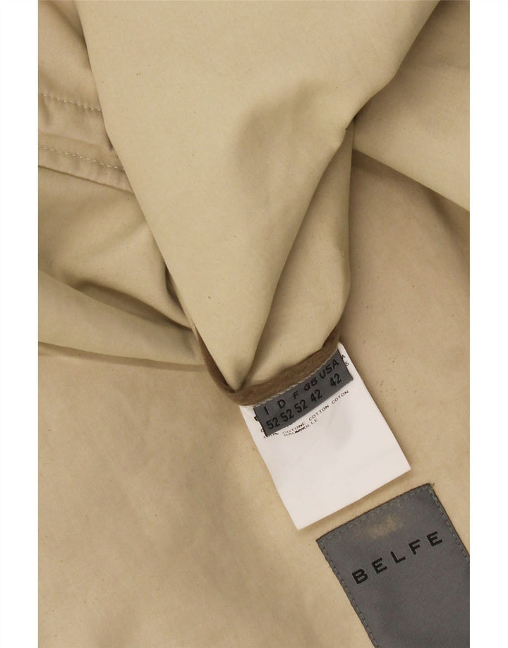 Belfe Mens Overcoat UK 42 XL Beige Cotton