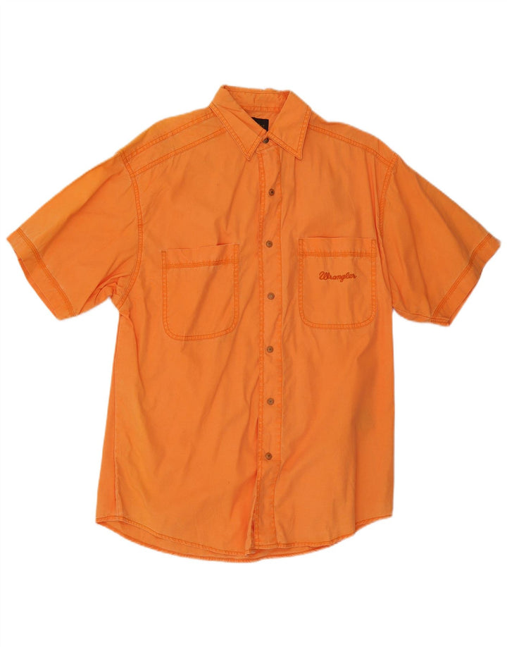 Wrangler Mens Short Sleeve Shirt Medium Orange Cotton