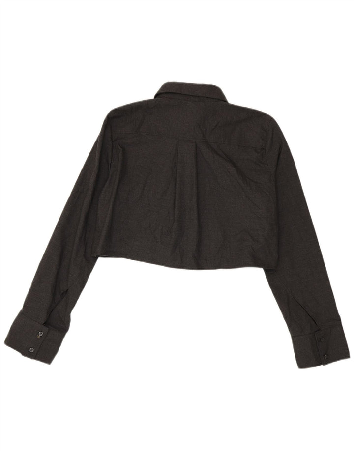 ZARA Womens Crop Shirt Blouse UK 14 Medium Grey