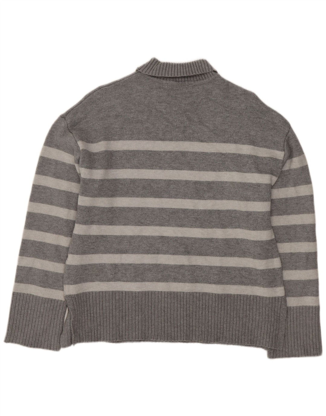 Zara Womens Oversized Turtle Neck Jumper Sweater UK 10 Small Grey Striped