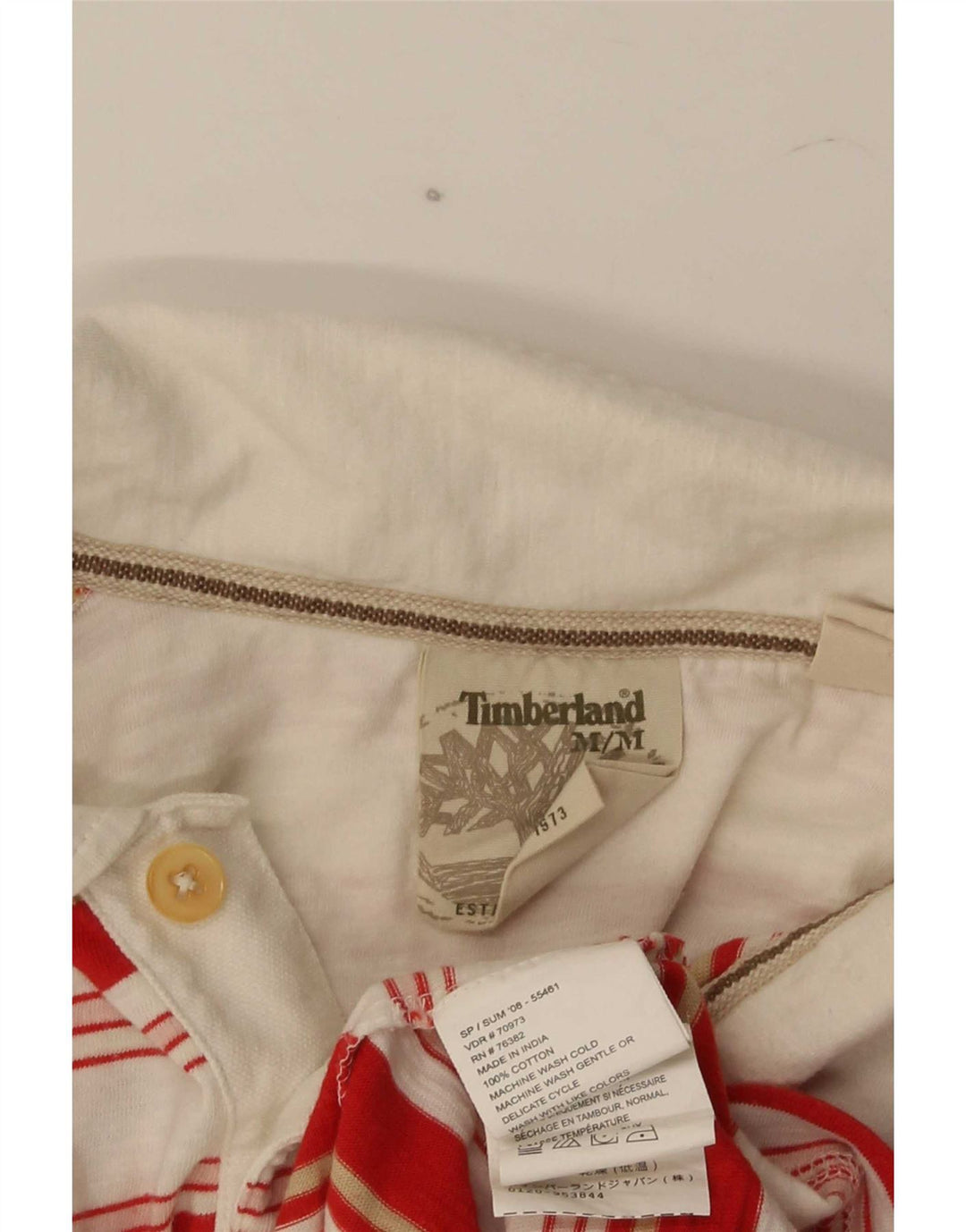Timberland Mens Polo Shirt Medium Red Striped Cotton