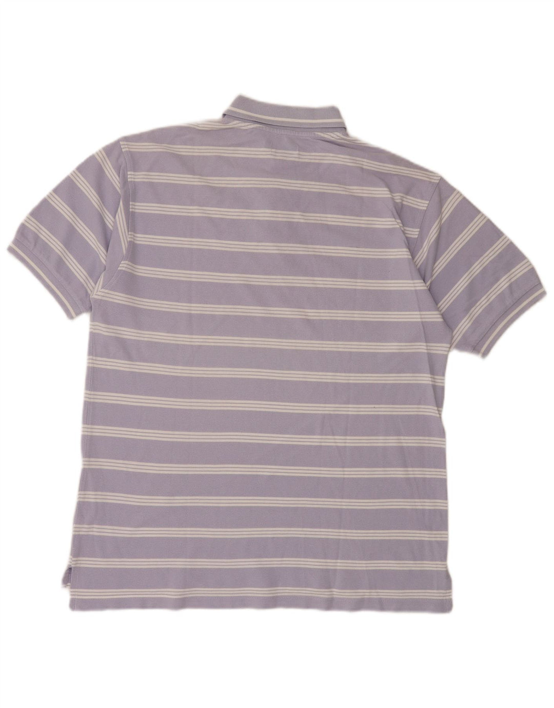 MCKENZY Mens Polo Shirt Large Purple Striped Cotton