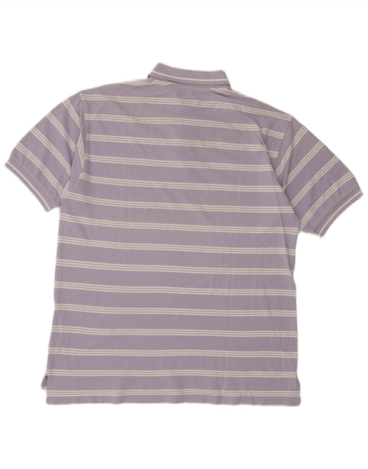 MCKENZY Mens Polo Shirt Large Purple Striped Cotton