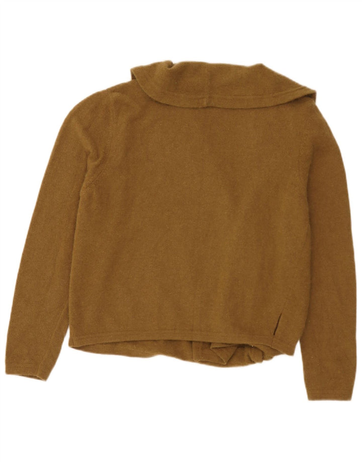 Benetton Womens Front Tie Cardigan Sweater IT 46 Large Brown Wool