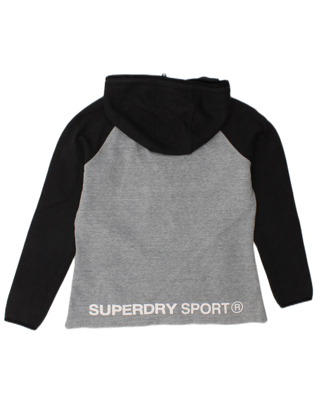 SUPERDRY Womens Graphic Hoodie Jumper UK 14 Medium Grey Colourblock