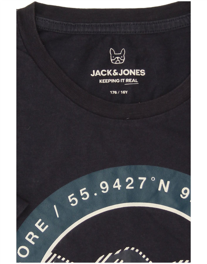 Jack & Jones Boys Core Graphic T-Shirt Top 15-16 Years Navy Blue