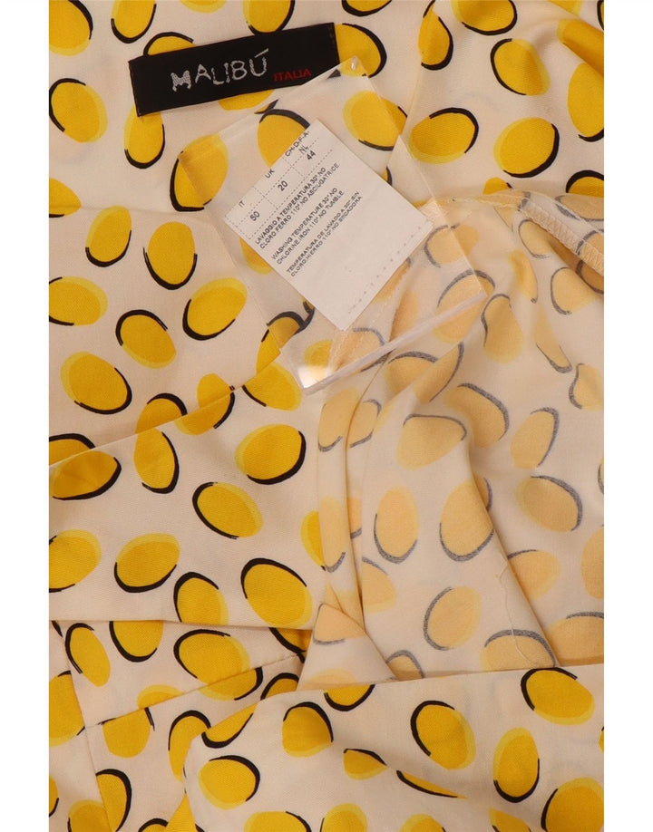 VINTAGE Womens Sleeveless Sheath Dress UK 20 2XL Yellow Spotted Cotton