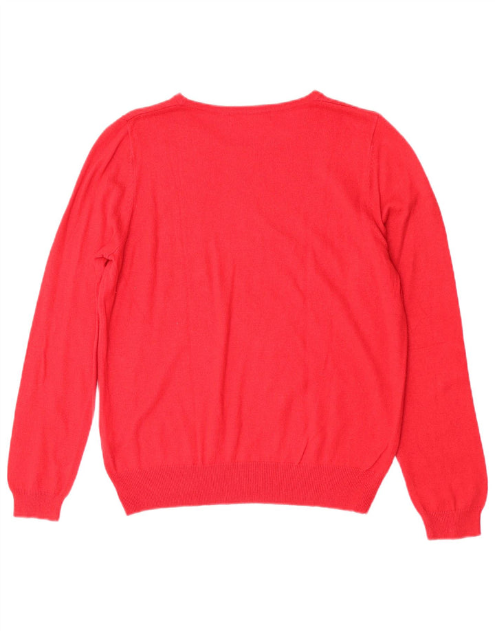 Marks & Spencer Womens Graphic Crew Neck Jumper Sweater UK 14 Medium Red