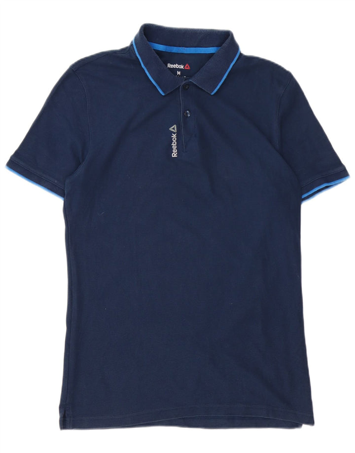 REEBOK Mens Polo Shirt Medium Navy Blue Cotton