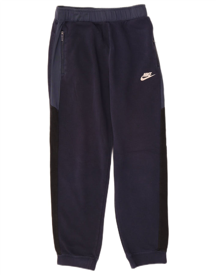 NIKE Boys Tracksuit Trousers Joggers 13-14 Years XL  Navy Blue Colourblock