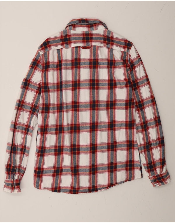 Superdry Mens Worker Wear Regular Fit Flannel Shirt Medium Red Plaid Cotton