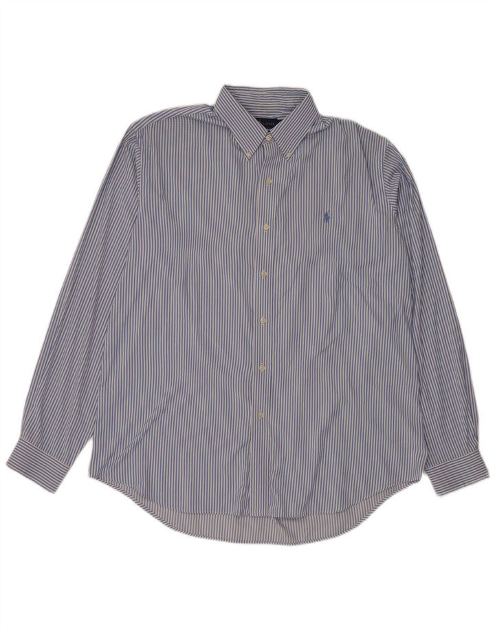 Ralph Lauren Mens Shirt Large Blue Striped Nylon