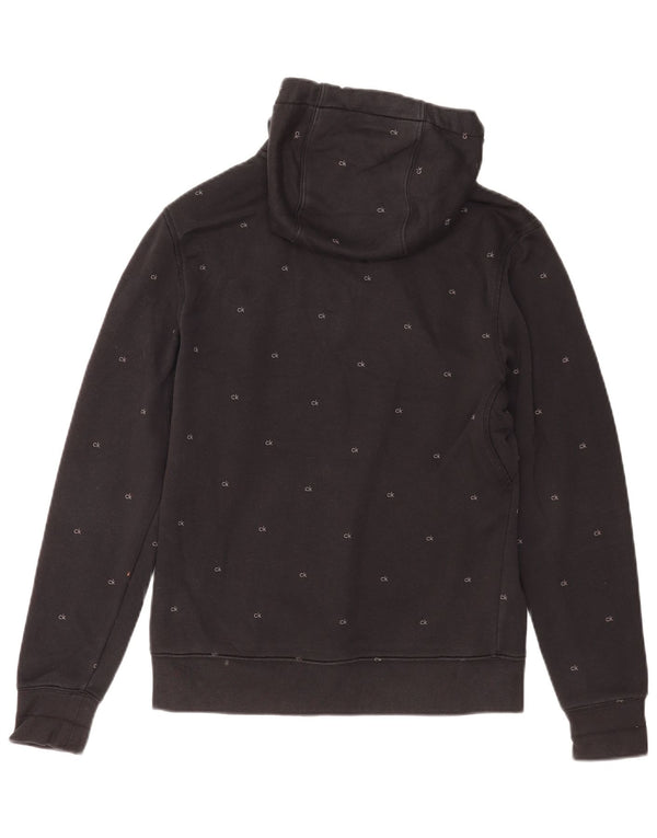 Calvin Klein Mens Graphic Hoodie Jumper Small Black Cotton