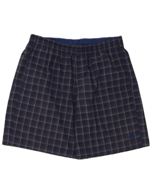 Adidas Mens Swimming Shorts Large Navy Blue Check Polyester