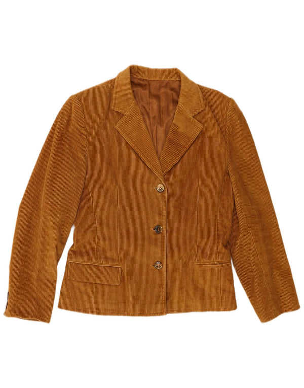Vintage Womens 3 Button Corduroy Blazer Jacket UK 12 Medium Brown