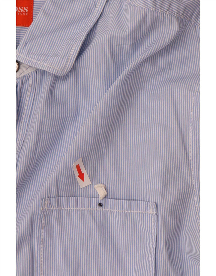 Hugo Boss Mens Shirt Large Blue Pinstripe Cotton