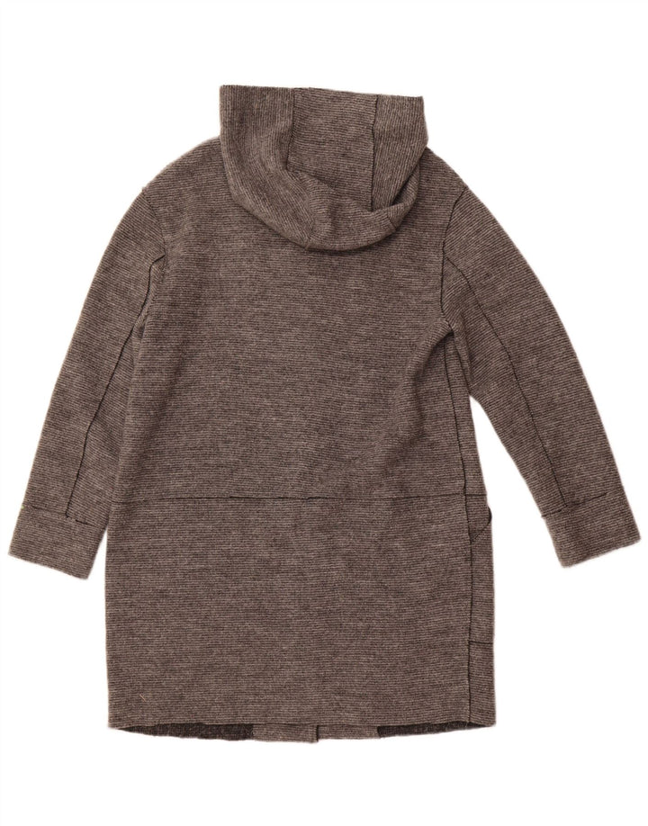 ZARA Womens Hooded Overcoat UK 14 Medium Grey Wool