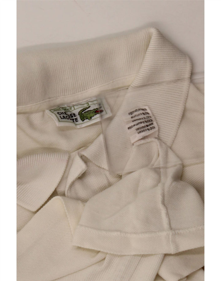 LACOSTE Mens Polo Shirt Size 3 Small White Cotton
