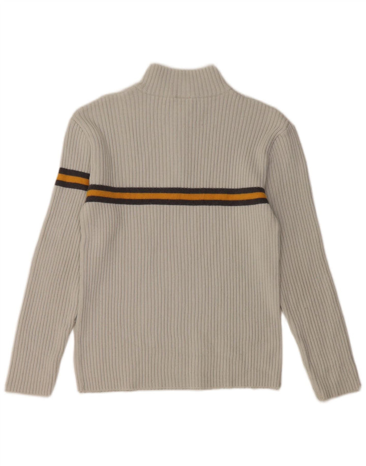 FILA Womens Zip Neck Jumper Sweater UK 10 Small Grey Striped Wool