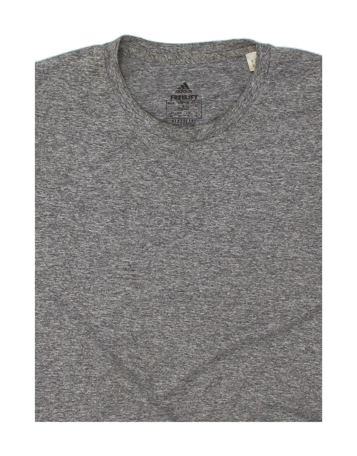 ADIDAS Mens Aeroready T-Shirt Top Small Grey Flecked Polyester Vintage Adidas and Second-Hand Adidas from Messina Hembry 