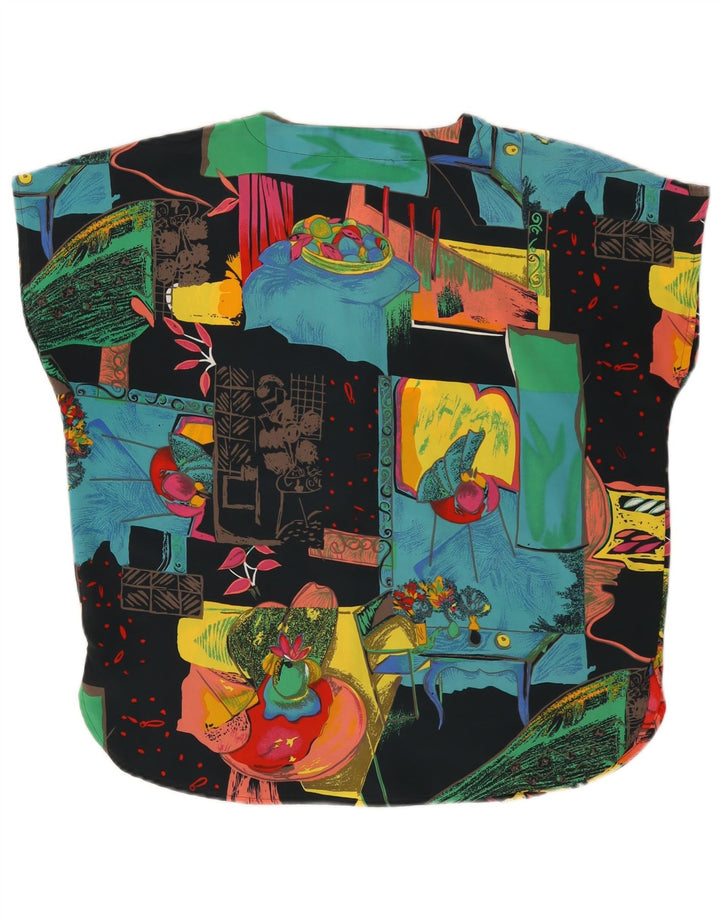 NEW FAST Womens Abstract Pattern Blouse Top EU 42 Large Black Polyester
