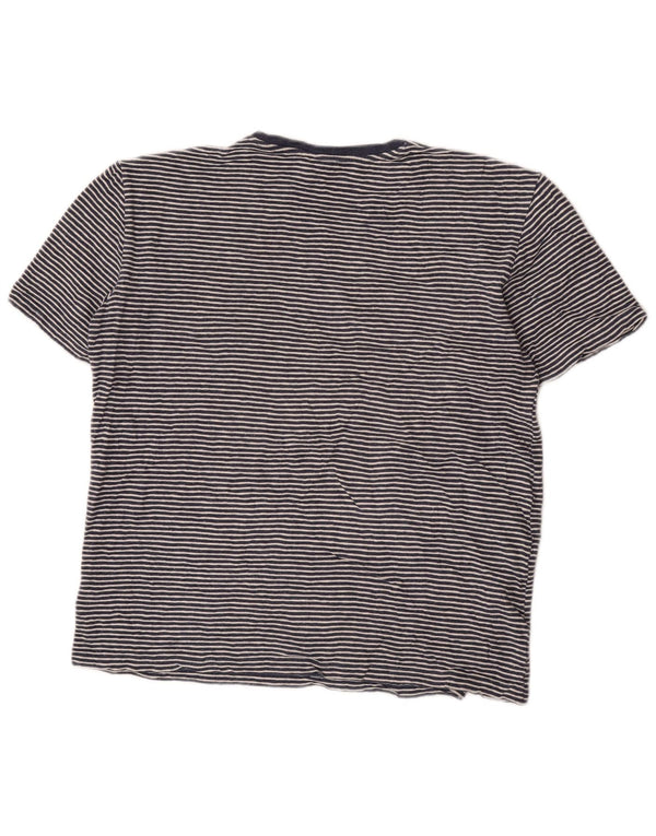 Cos Mens T-Shirt Top Medium Blue Striped Cotton