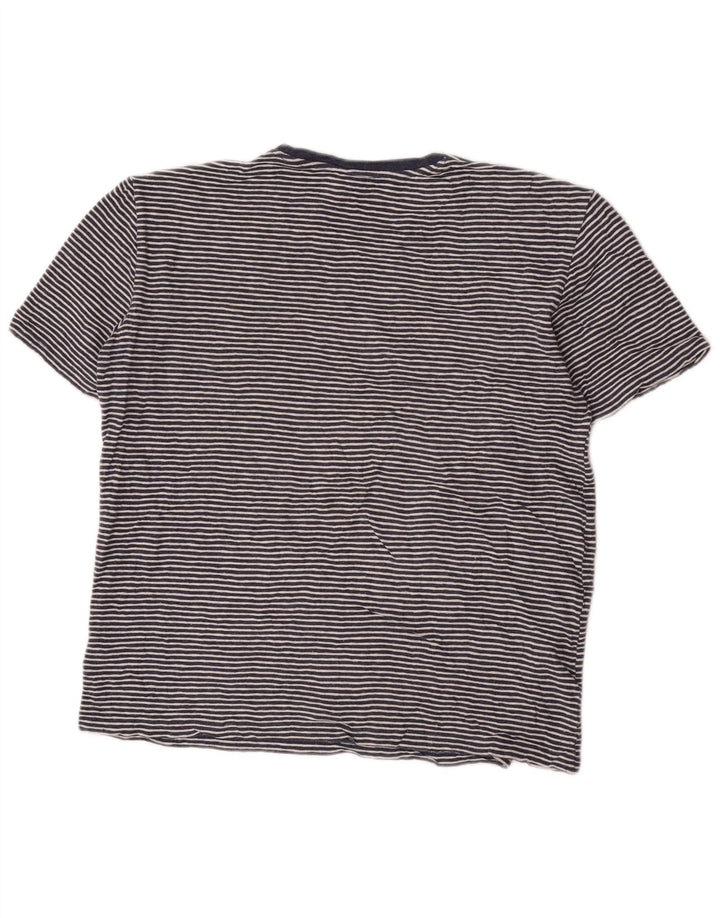 Cos Mens T-Shirt Top Medium Blue Striped Cotton