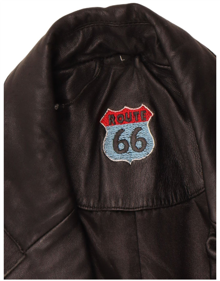 Route 66 Mens Leather Jacket UK 40 Large Black Leather